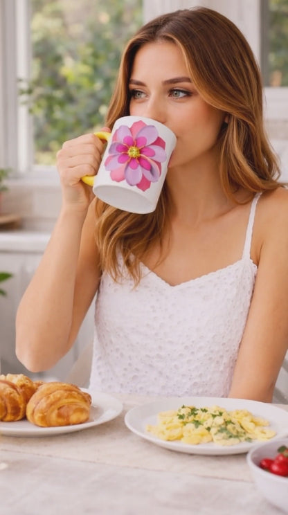 Flower With Yellow Color Inside Mug