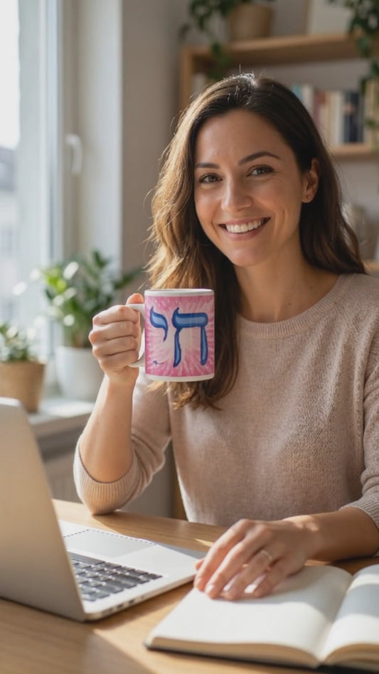 Blue Pink Chai Life White Glossy Mug