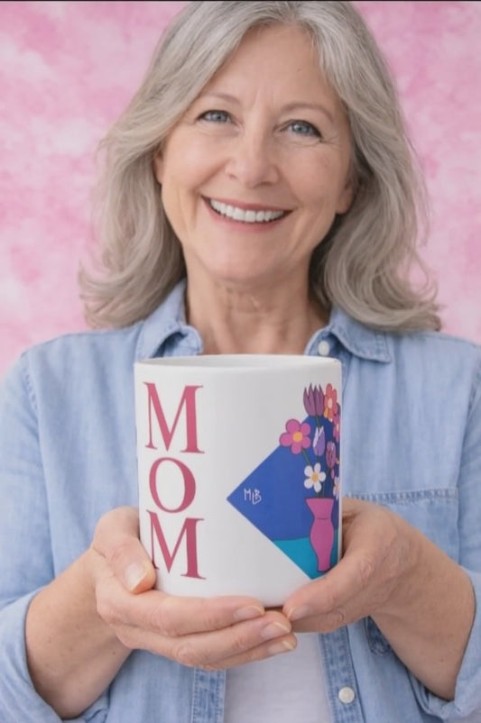 Duct Tape Flower Mom White Glossy Mug