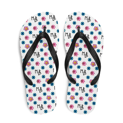 Repeating Flower Pattern Flip-Flops