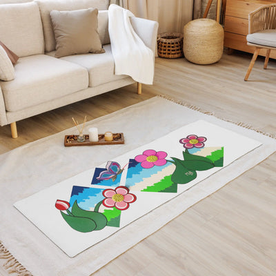 Flower Field Fantasy White Yoga Mat